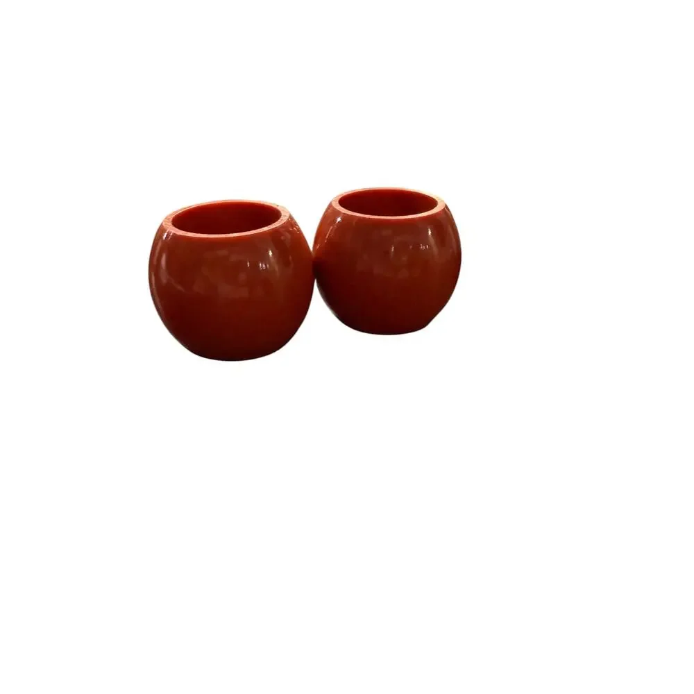 Vintage Bakelite Napkin Rings Set of 4 Orange Red Chunky Mid Century Modern